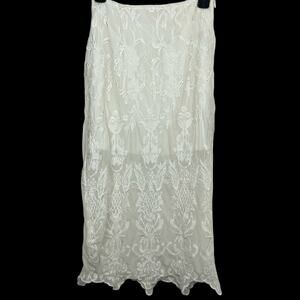 Emory Park White Lace Maxi Skirt Boho Lined Womens Size Small